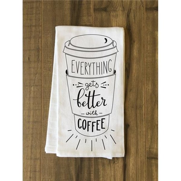 One Bella Casa One Bella Casa 75097TW Everything Gets Better with Coffee Tea Towel - Black 75097TW